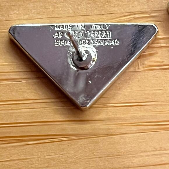 PRADA Black & Silver Triangle Logo Earrings – Pierced, Stamped - Picture 4 of 5